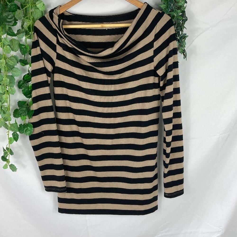 ann taylor loft striped cowl neck shirt XS
